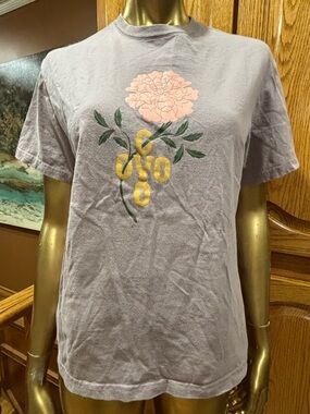 OVO Lavender Tee with Pink Floral and Yellow Logo
